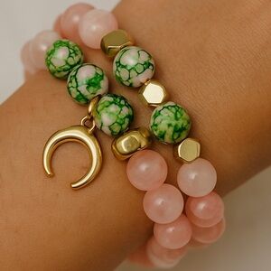 JADE QUARTZ BEST FRIENDS SISTERS LOVE GENUINE PROTECTION BRACELETS Y2k pink gold
